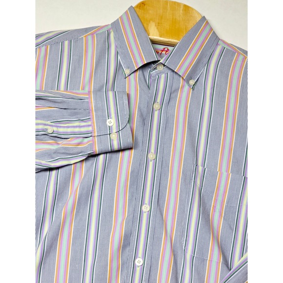 Alan Flusser Other - Alan Flusser Striped‎ Button Down Shirt Long Sleeve Cotton Colorful Mens L